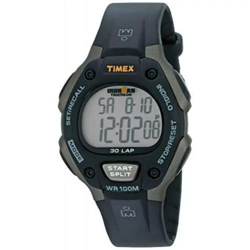 Timex T5E901 Men`s Ironman 30-Lap Resin Watch Alarm Indiglo Chronograph - Band: Black