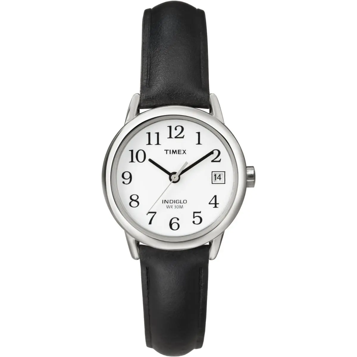 T2H331 Women`s Easy Reader Black Leather Watch Indiglo Date by Timex