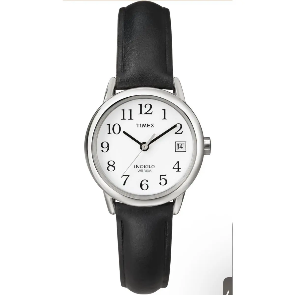 T2H331 Women`s Easy Reader Black Leather Watch Indiglo Date by Timex