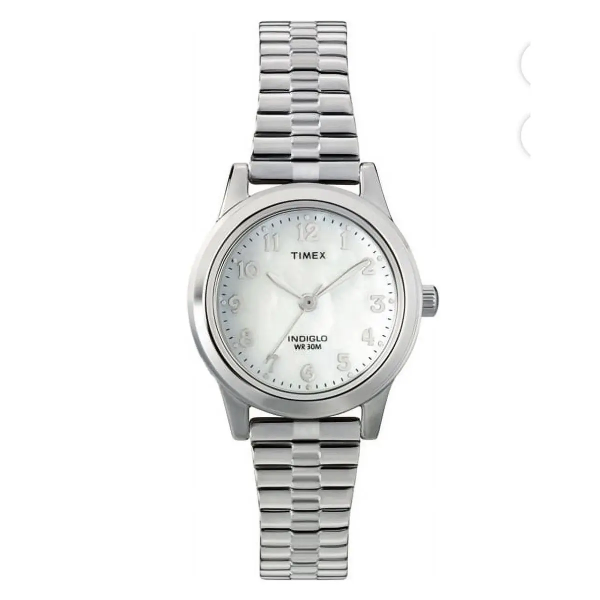 Indigo Timex T2M826-WX Silver Tone Metal Band Mother of Pearl Dial Women`s Watch