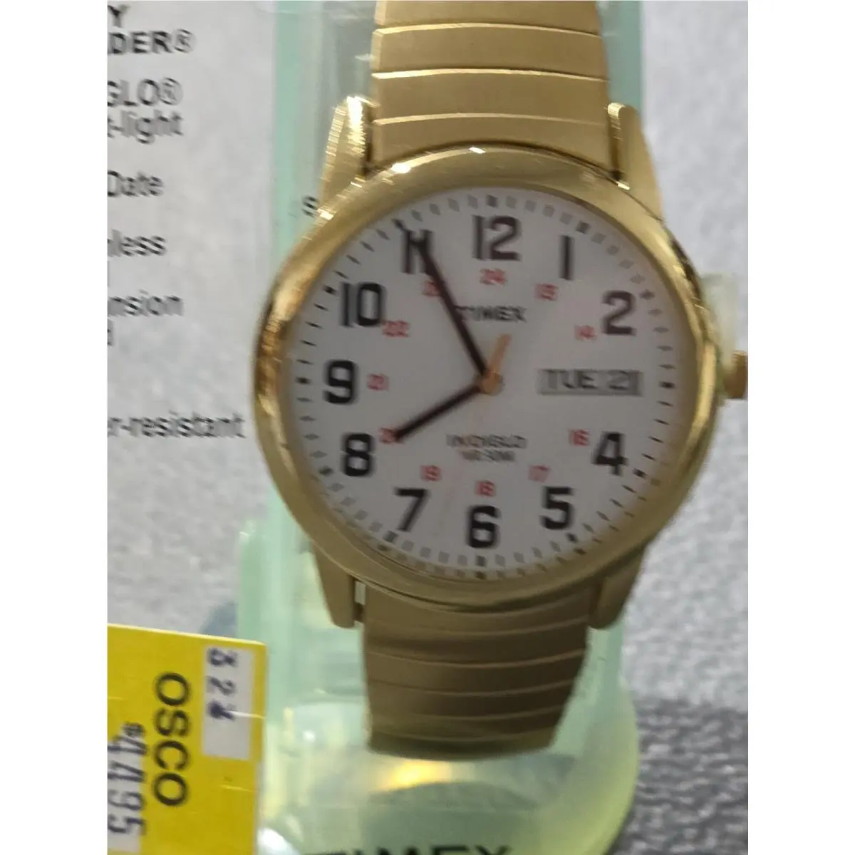 T20471 Mens Easy Reader Goldtone Expansion Indiglo Day/date Untested by Timex