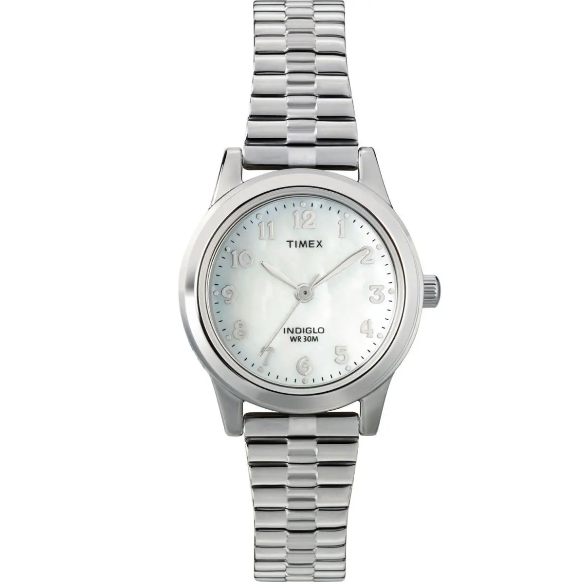 Timex T2M826 Women`s Silvertone Expansion Watch Indiglo 30 Meter WR 25MM Case