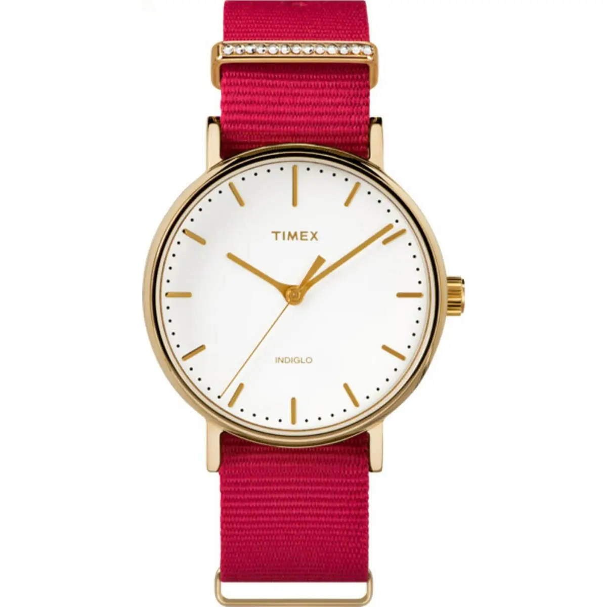 TW2R48600 Fairfield Women`s Gold-tone Analog Watch Red Nylon Strap by Timex