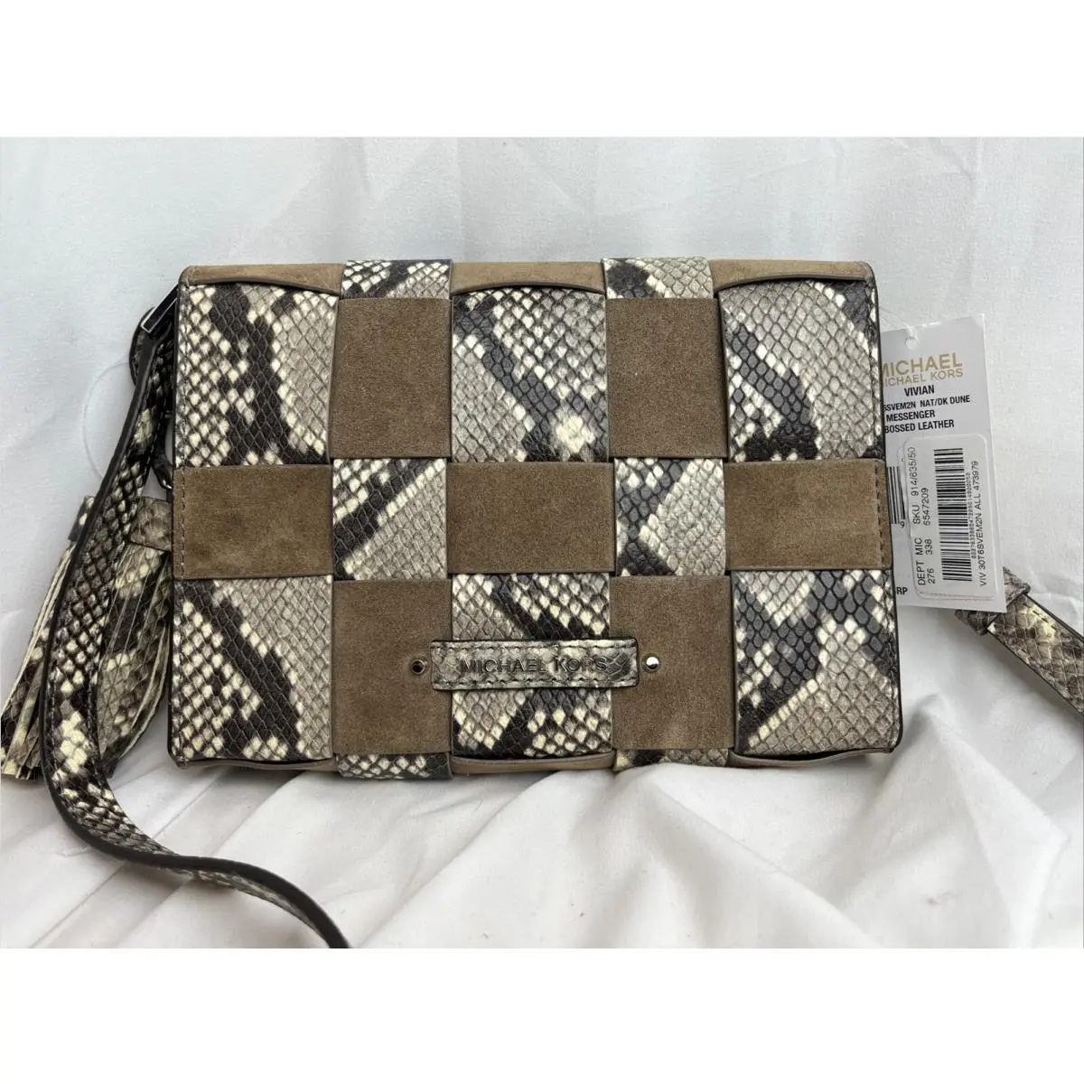 Michael Kors Vivian Medium Messenger Embossed Python Dark Dune
