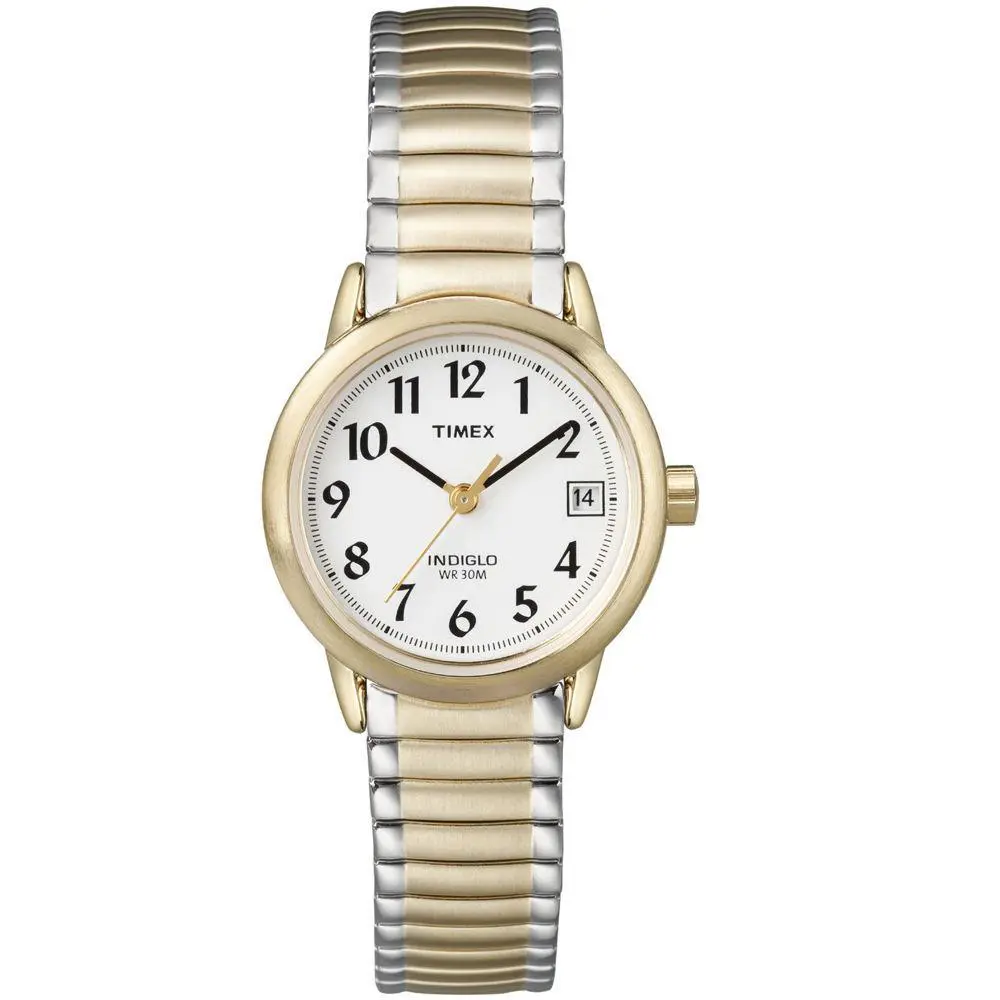 Timex T2H381 Easy Reader Women`s 2-Tone Expansion Indiglo Date - Dial: White, Band: Multi-Color