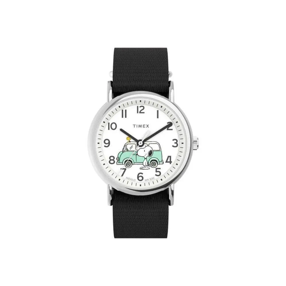 Timex x Peanuts TW2Y11800 Weekender Balloon 38mm Black Fabric Strap Watch - Band: Black, Red