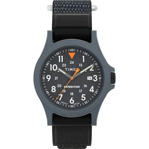Timex Men`s Expedition Acadia Black Dial Fabric Watch TW4B29500 - Dial: Black, Gray, Band: Gray, Bezel: Gray