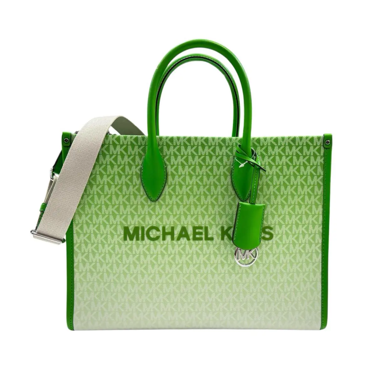Michael Kors Mirella MD East West Tote Satchel Shoulder Bag Ombré Jungle Green