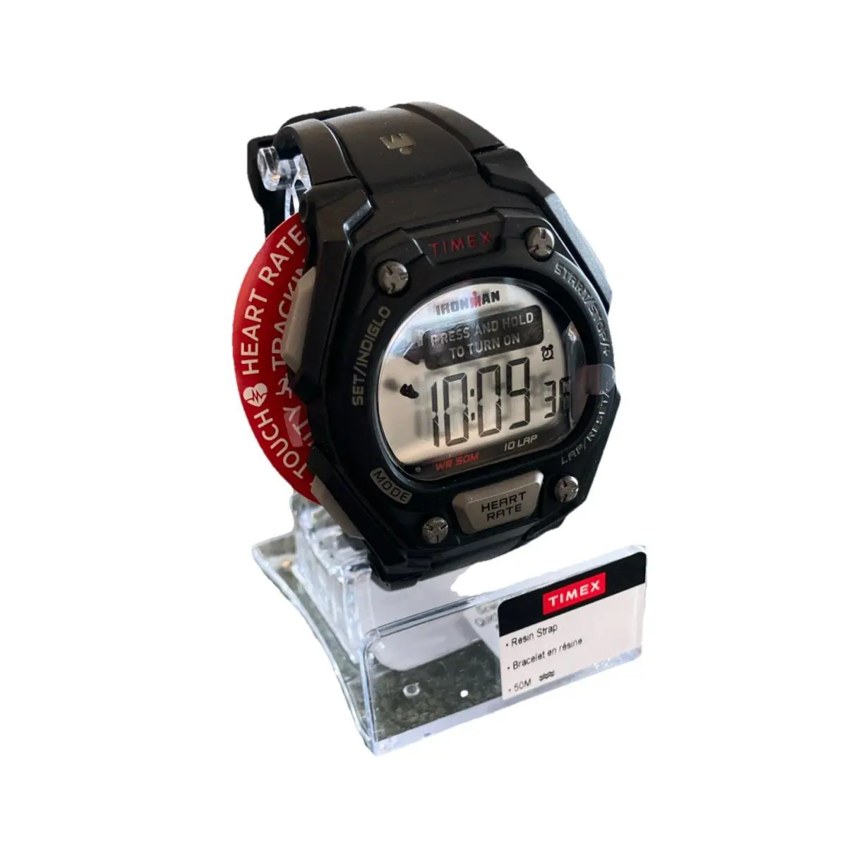 Timex Ironman Men`s Classic 43mm Digital Black Resin Strap Watch TW5M49500 - Black, Dial: Gray, Band: Black