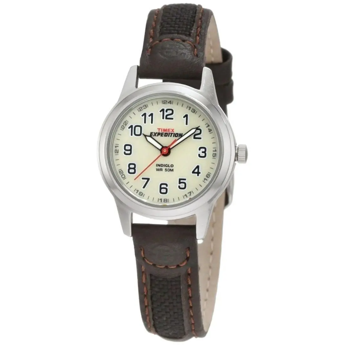 T41181 Women`s Expedition Brown Leather Watch Indiglo 50 Meter WR by Timex