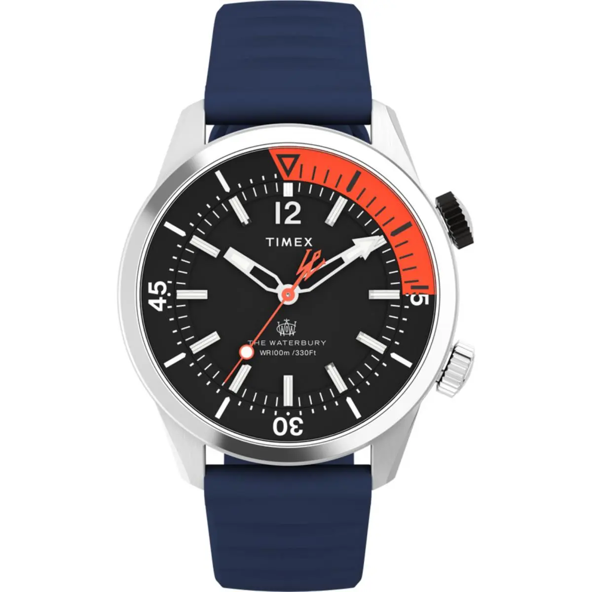 Timex Men`s Watch The Waterbury Quartz Black and Red Dial Rubber Strap TW2V73500