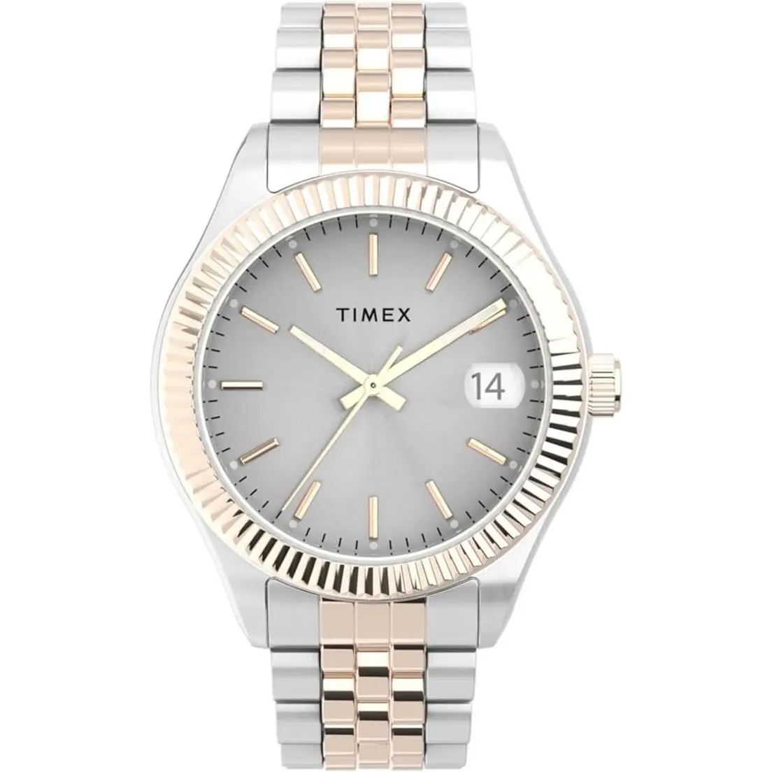 Timex Waterbury Legacy 34mm Stainless Steel Ladies Watch TW2T87000 - Dial: Silver, Hand: Gold, Strap: Two Tone