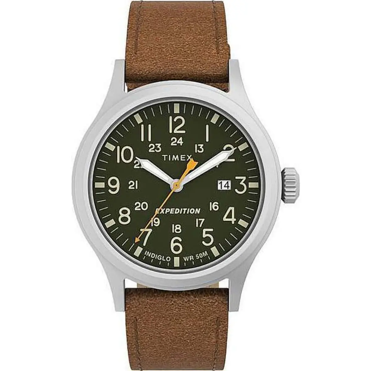 Timex TW4B23000 Men`s Expedition Scout Military Style Watch - Brown, Dial: Green, Band: Brown
