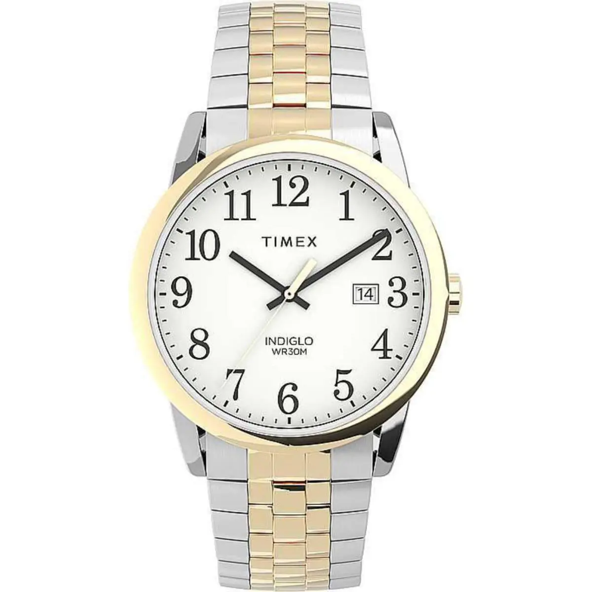 Men`s Watch Easy Reader Quartz White Dial Two Tone Bracelet TW2V40100 by Timex