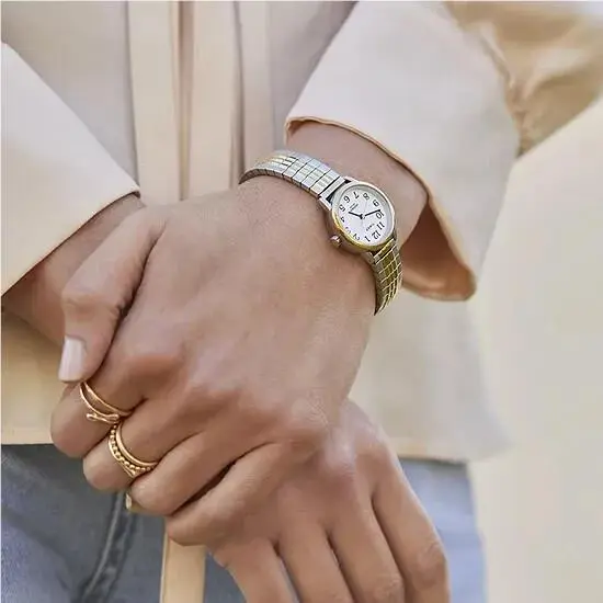 Perfect Fit Unisex Stainless Steel Expansion Watch - Two Tone TW2V05900JT by Timex