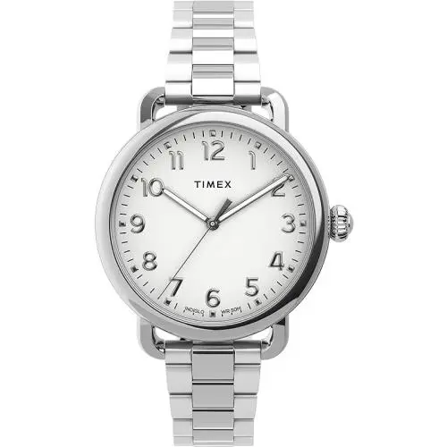 Timex Waterbury Standard Ladies Watch TW2U13700 - Dial: White, Band: Silver, Hand: White