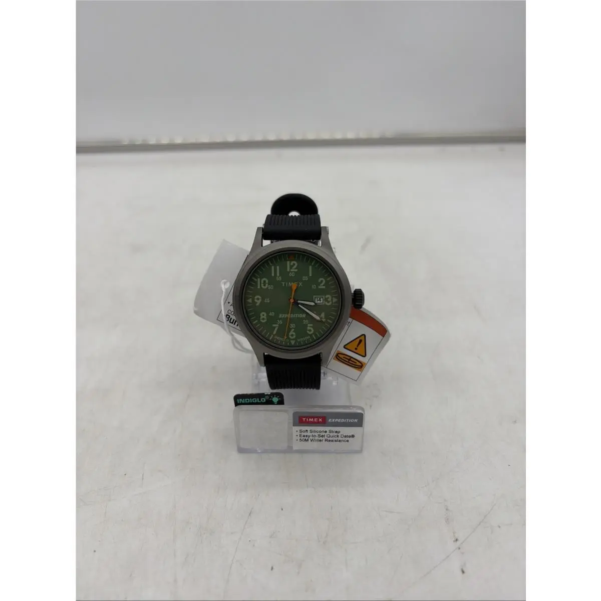 Timex TW4B30200 Men`s Expedition Scout Indiglo Silicone Strap Analog Date Watch - Dial: Green, Band: Black, Bezel: Matte