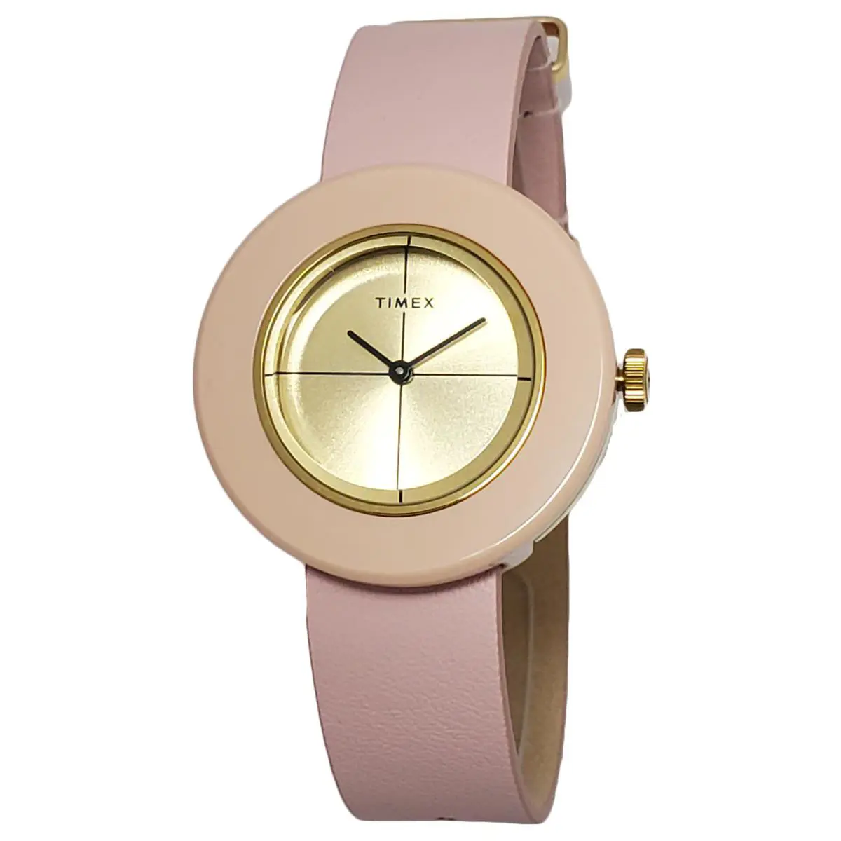 Timex TW2T93000 Women`s Analog Pink / Gold-tone Watch Pink Leather Strap