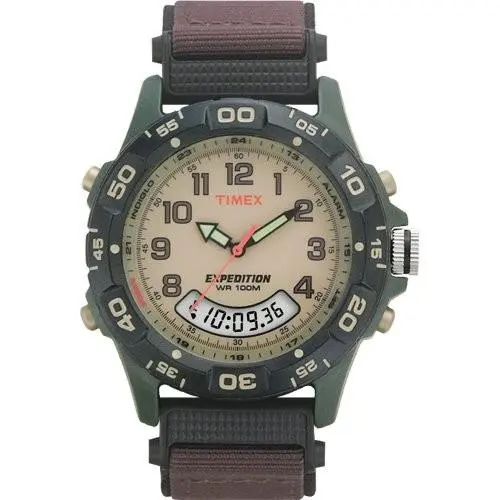 Men`s T45181 Expedition Resin Combo Brown/green Nylon Strap Watch by Timex