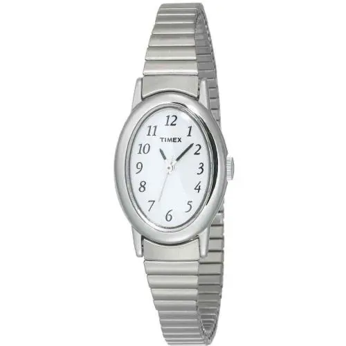 Timex T21902 Women`s Cavatina Silvertone Expansion Band Watch - Dial: White, Band: Silver