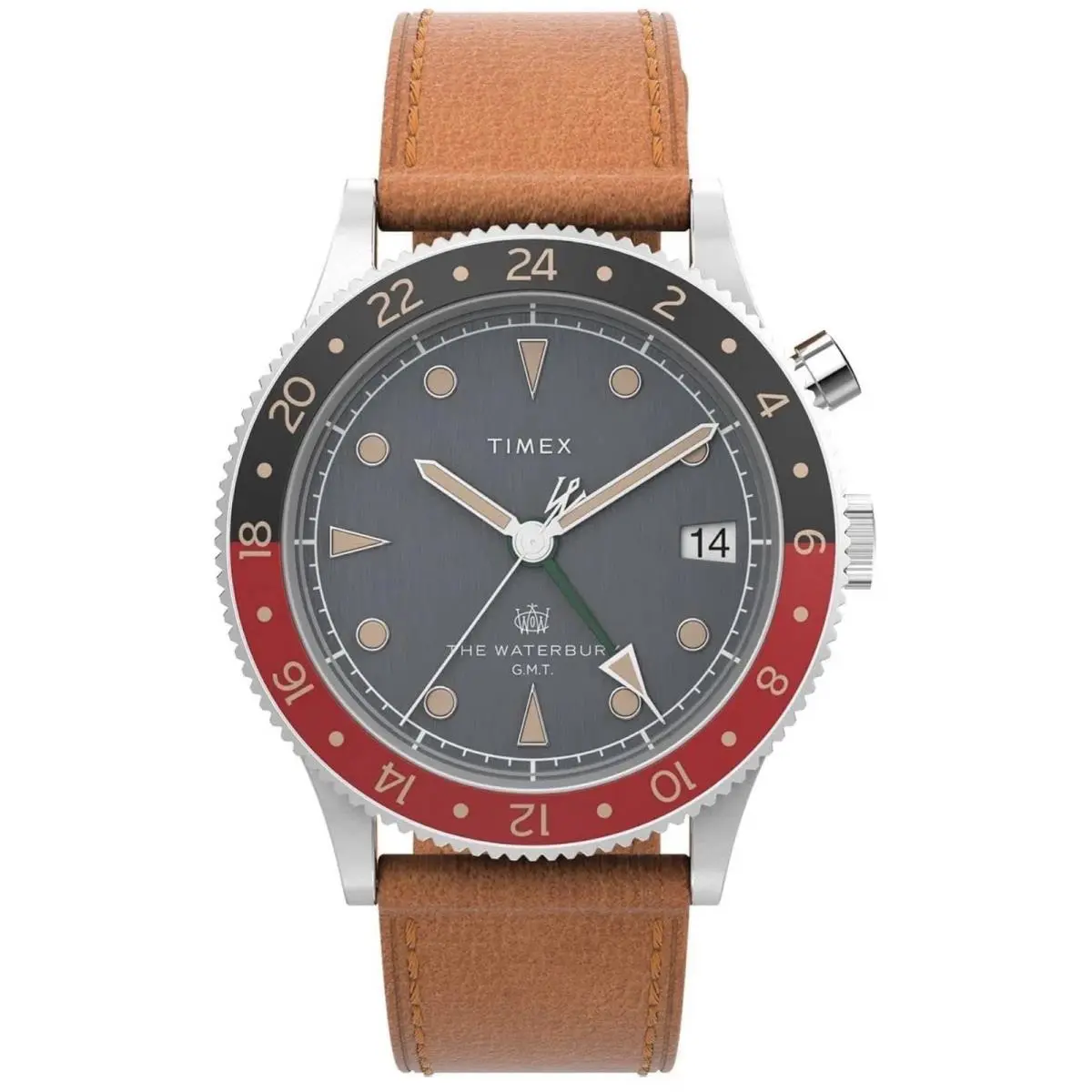 Timex Waterbury Traditional Gmt Watch in Stainless Steel/tan/black TW2V74000VQ - Dial: Black