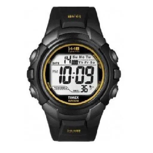 Timex Black Rubber Digital 24 HR Chronograph Indiglo Watch T5K442