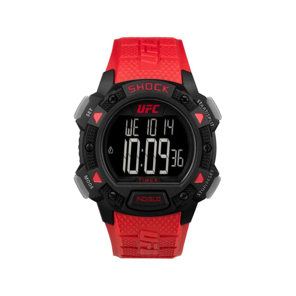 Watch Timex TW4B27600 Indiglo Man 45mm Res - Dial: Black, Band: Red