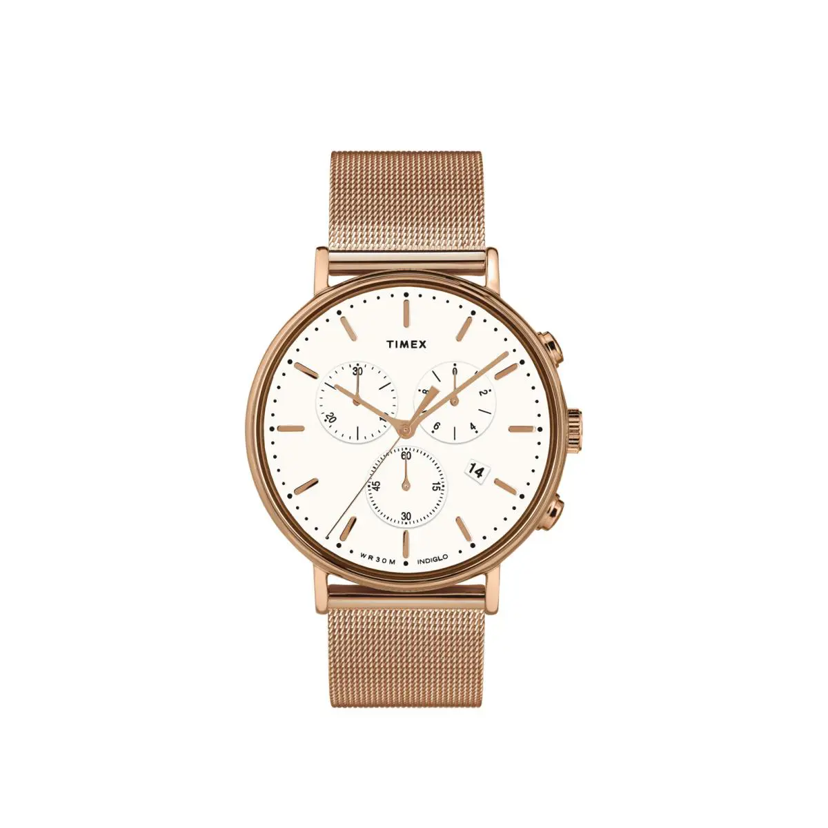 Timex Fairfield Chrono 41mm Stainless Steel Rose-gold/white Watch TW2T37200VQ - Gold, White