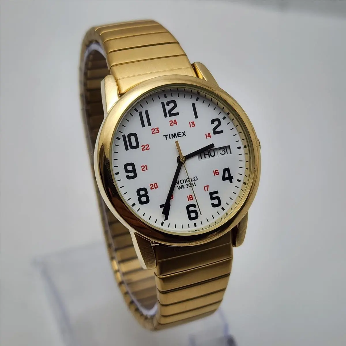 Indiglo Easy Reader T20471 24-hour WR 30M Day-date Gold Tone Analog Watch by Timex