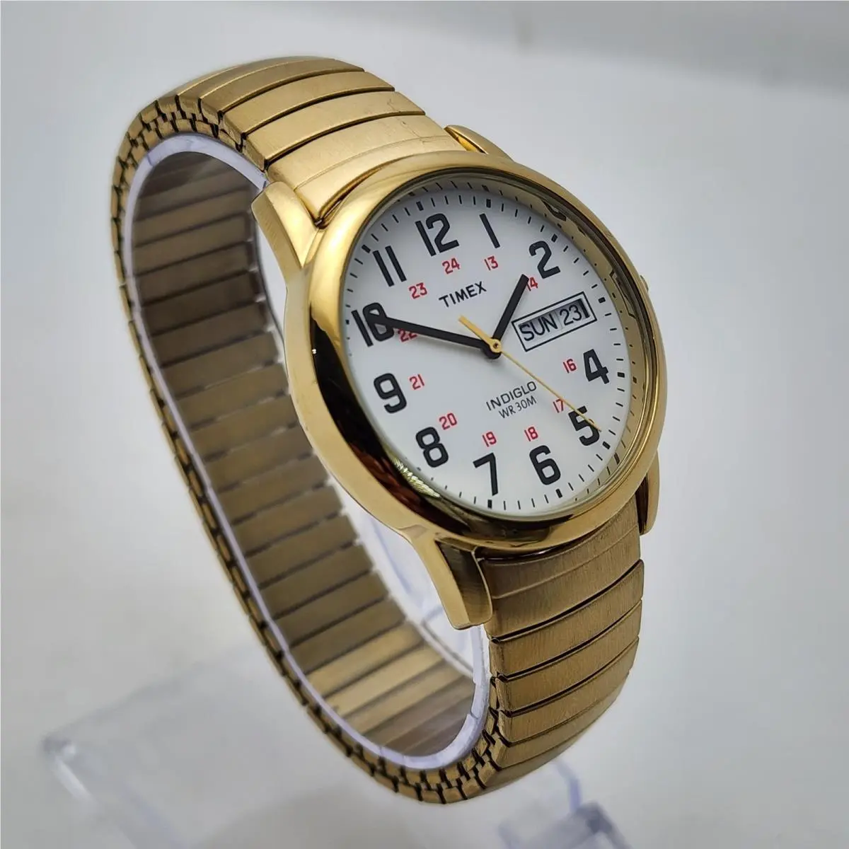 Timex Indiglo Easy Reader T20471 24-hour WR 30M Day-date Gold Tone Analog Watch
