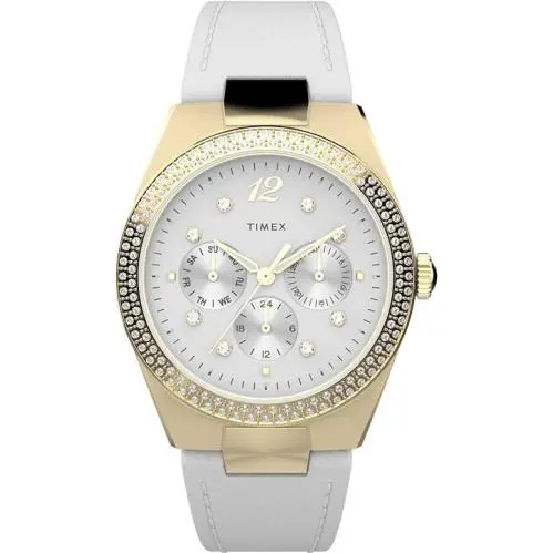 Timex Simone Multifunction Gold-tone/white Ladies Watch - Gold, White