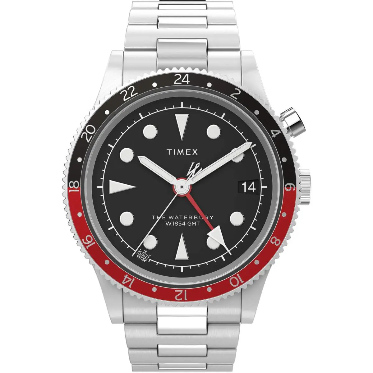 Waterbury Stainless Steel / Stainless Steel Black Dial Wristwatch TW2W22700 by Timex
