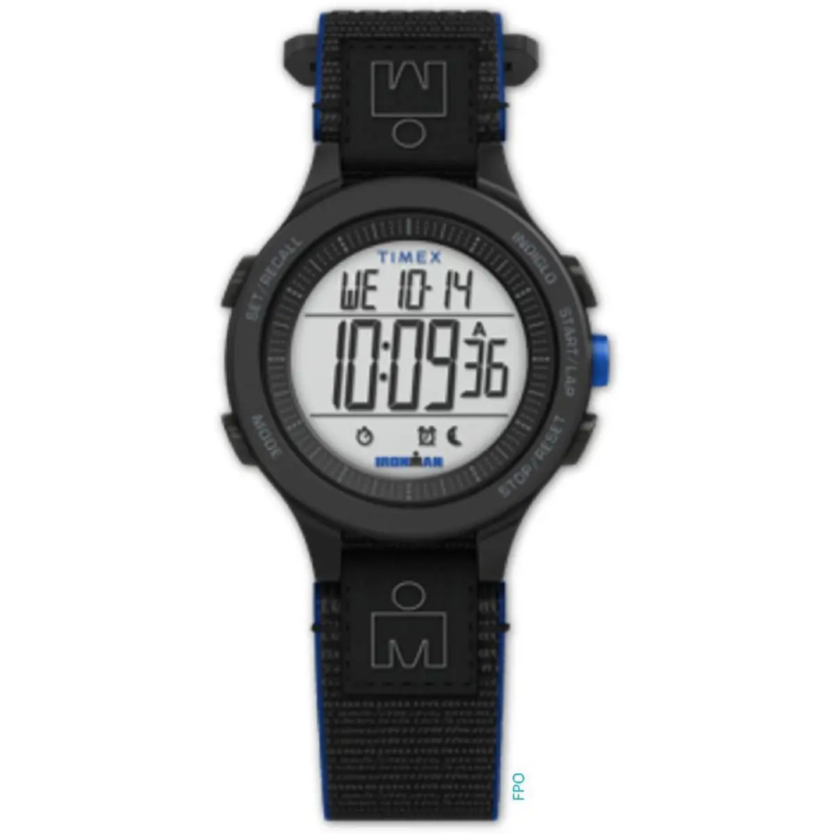 Timex TW5M64100 Men`s Digital Ironman T200 42mm Black Fastwrap Strap Watch - Black, Dial: Gray, Band: Black