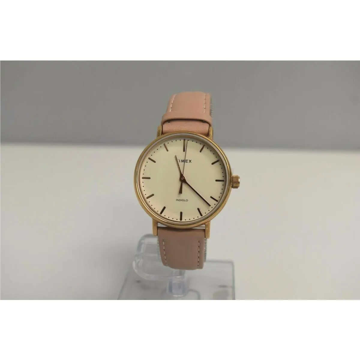 Women`s RG IP Pink Leather Beige Dial TW2T31900UL Watch by Timex