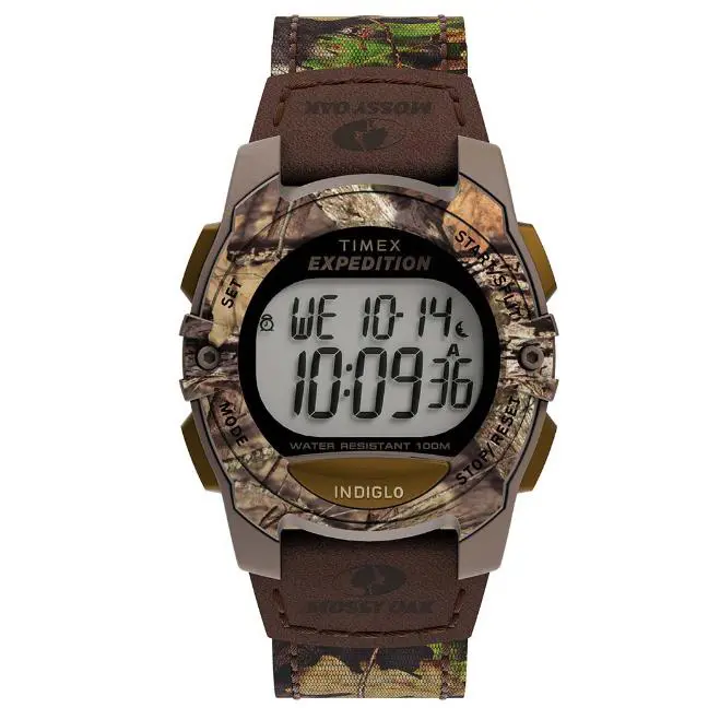 Timex Expedition Digital Chrono Alarm Timer Camo Fabric Men`s Watch TW4B19800 - Dial: Gray, Band: Brown