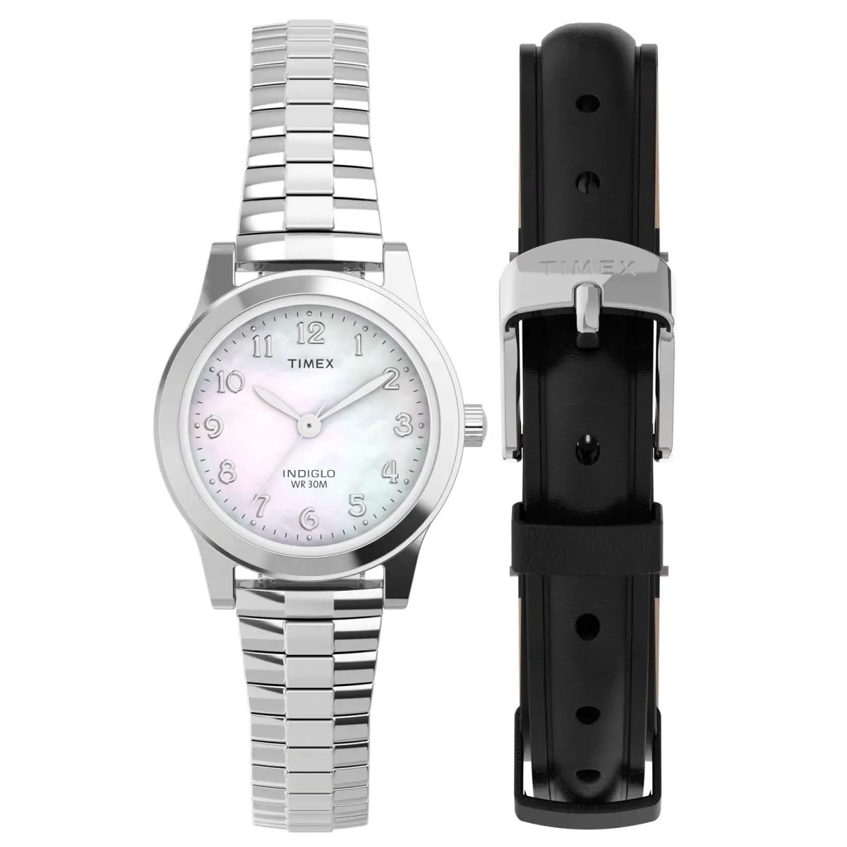 Timex Style Mother Of Pearl / Stainless Steel Mother of Pearl Dial Wristwatch TWG063 - Dial: White, Band: Silver