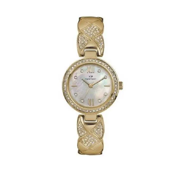 VP BY  Gold Crystals Mop Dial Roman `S Link Bracelet WATCH-CC3D80400 by Timex