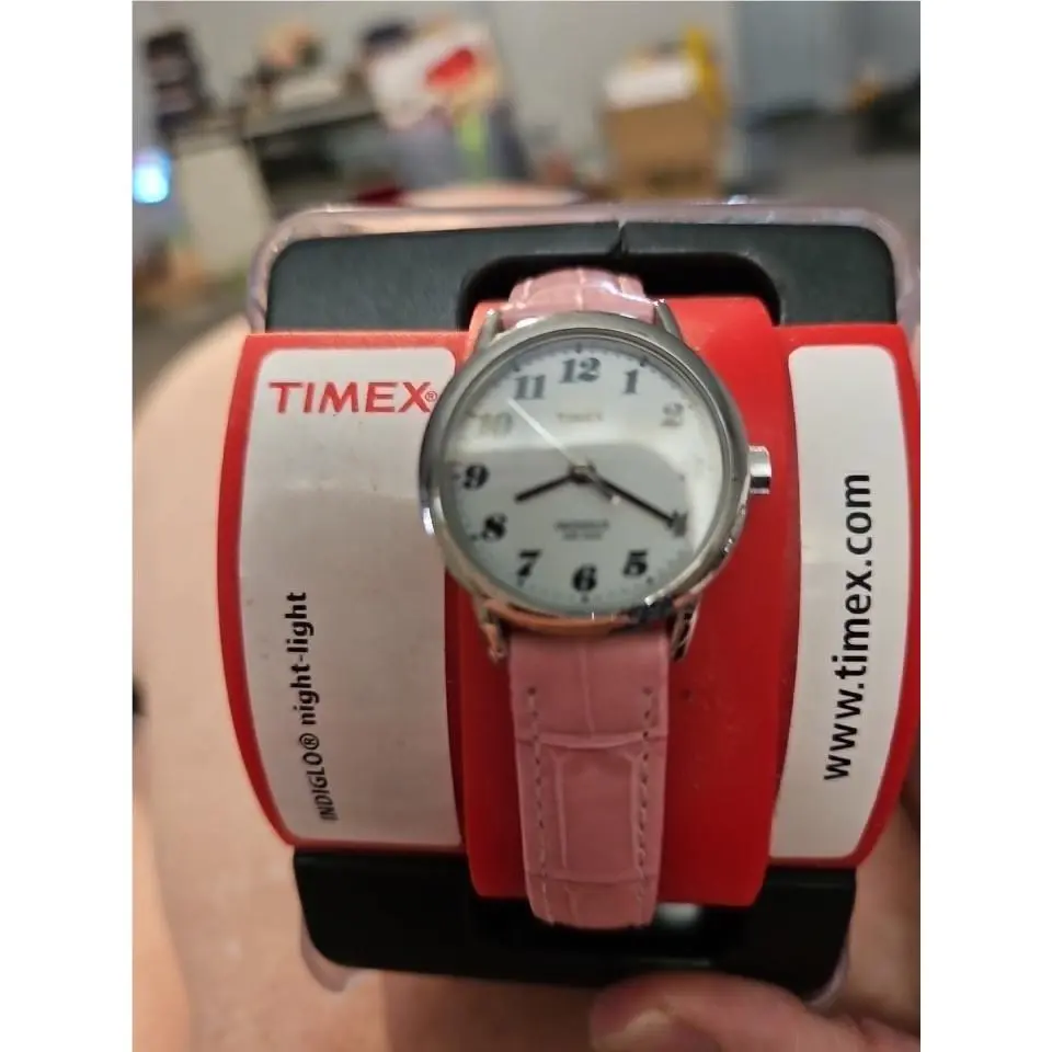 Pink Leather Band Watch by Timex