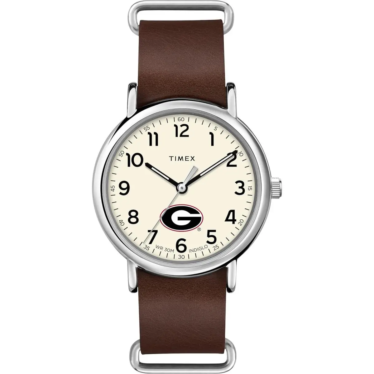 Men`s Collegiate Weekender 40mm Quartz Leather Strap Georgia Bulldogs by Timex
