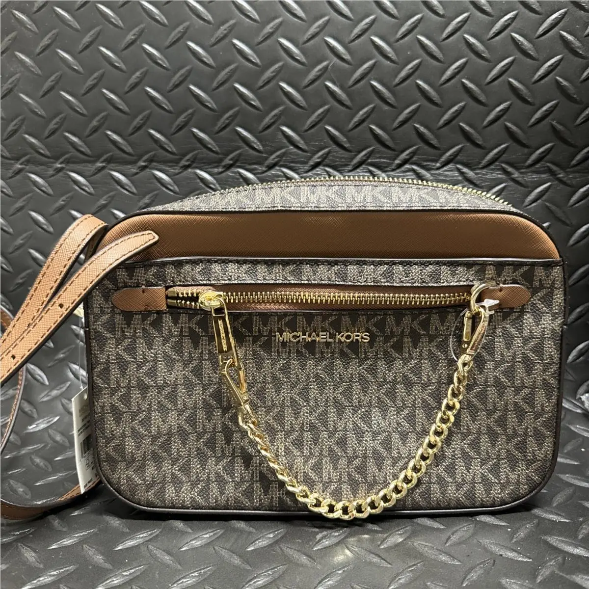 Jet Set Item East West Chain Crossbody Bag MK Brown /gold by Michael Kors