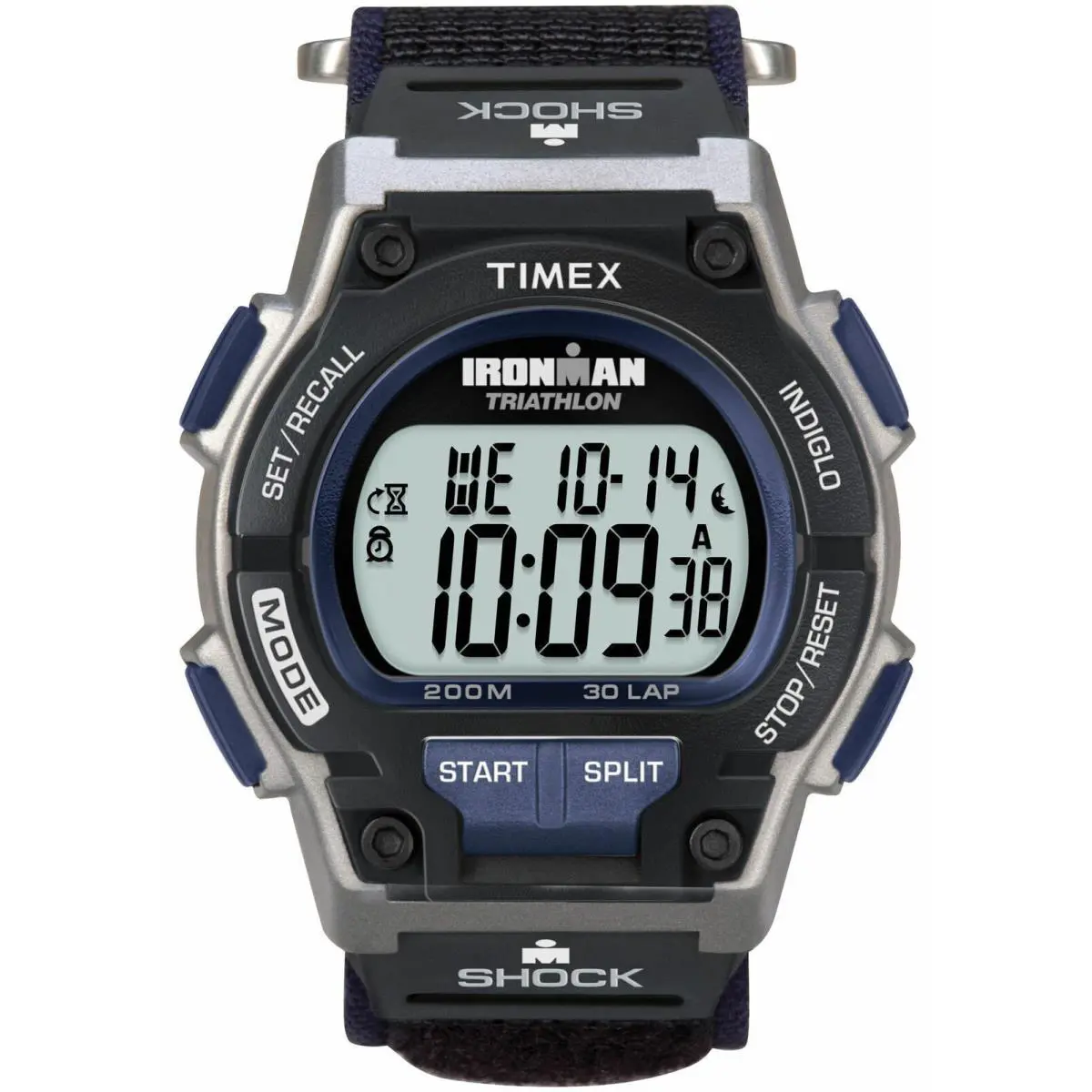 Timex T5K198 Men`s Ironman Triathlon Black/blue Nylon Strap Watch - Dial: Clear, Band: Black, Blue, Bezel: Black