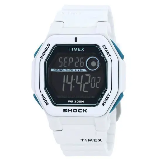 Timex Command Alarm Quartz Digital Black Dial Men`s Watch TW2V63600 - Dial: Black, Band: White, Bezel: White