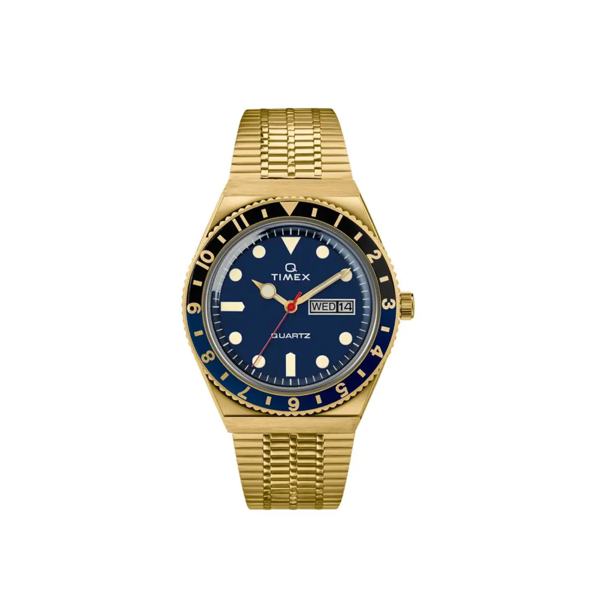 Timex Q Reissue 38mm Stainless Steel Bracelet Gold/blue/black Watch TW2U61400ZV - Black, Blue, Gold