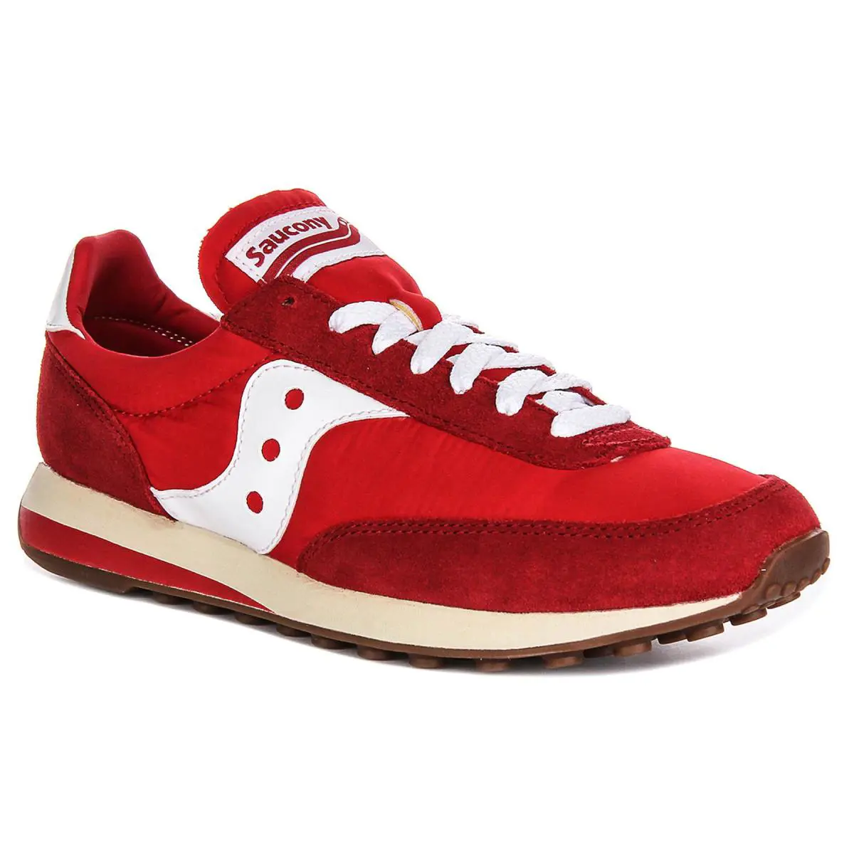 Saucony Eva Midsole Lace Up Leather Womens Sneakers In Red White US 4 - 14