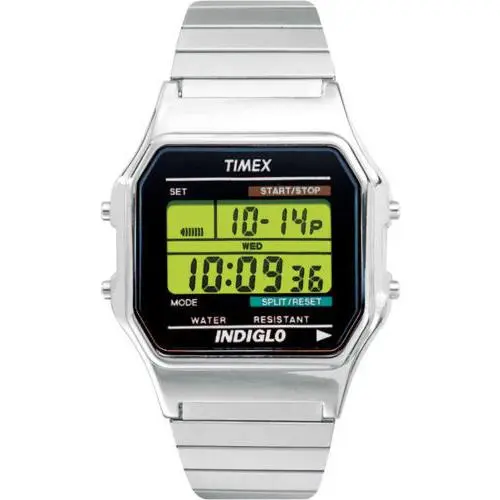 Timex T78587 Men`s Digital Silvertone Expansion Band Watch Indiglo