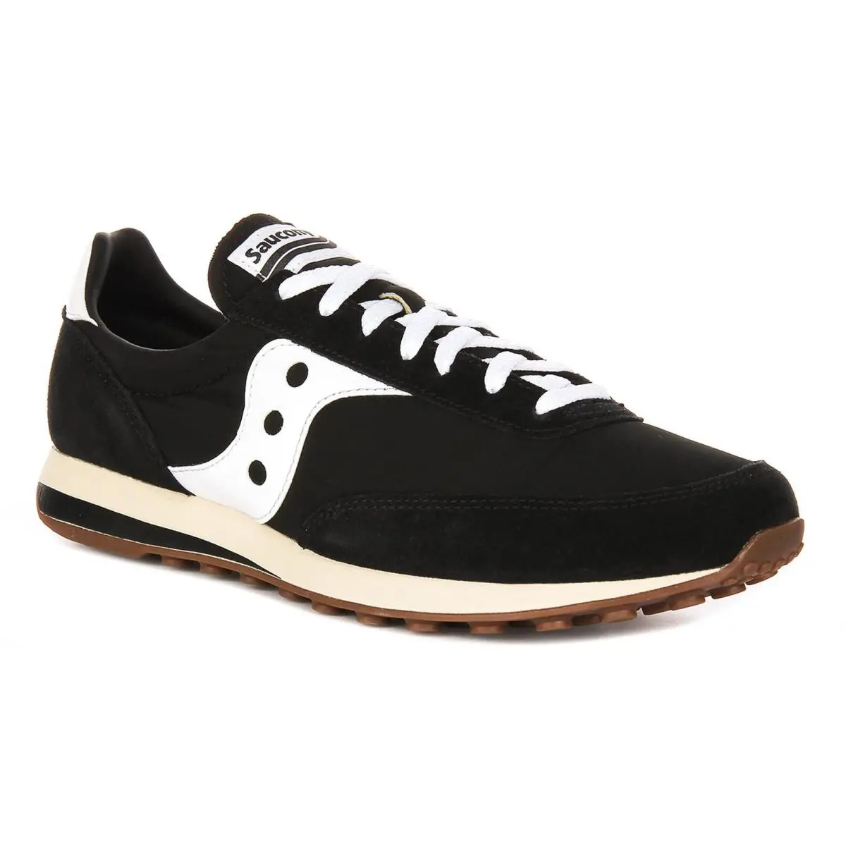 Saucony Eva Midsole Lace Up Leather Mens Sneakers In Black White US 12 - 14