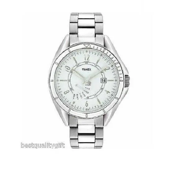 New-timex Silver Stainless Steel White Dial Retrograde WATCH-T2M434 by Timex