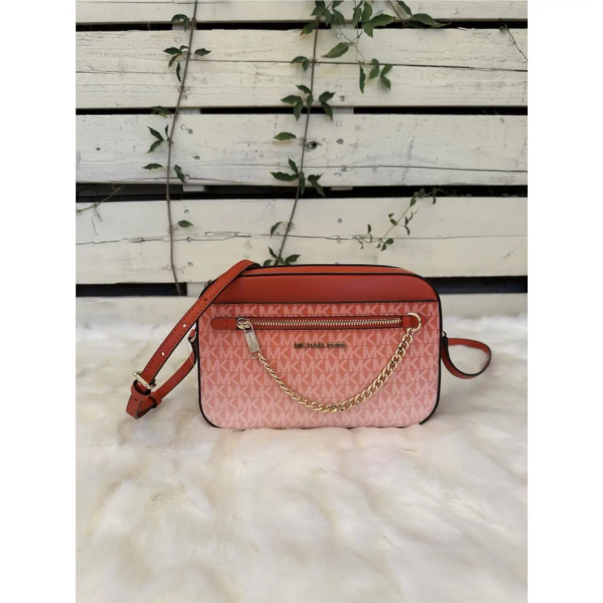 Jet Set Item LG EW Ombre Zip Chain Crossbody Red Clay by Michael Kors