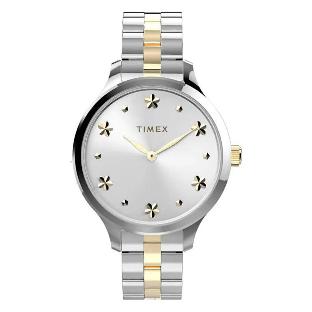 Timex Women`s Peyton 36mm TW2V23500VQ Quartz Watch - Two-Tone/White Floral Markers