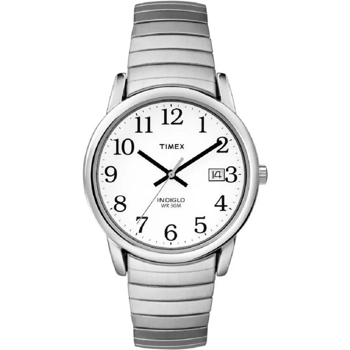 Timex Men`s Easy Reader 35mm Silver-tone Expansion Band Watch T2H451 - Silver, Dial: White, Band: Silver